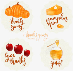 感恩标签手绘感恩节标签矢量图高清图片