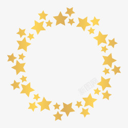 花纹五角星手绘金色五角星装饰花环高清图片