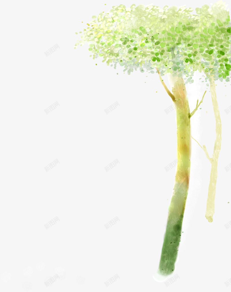 手绘绿色夏季大树png免抠素材_新图网 https://ixintu.com 夏季 大树 绿色
