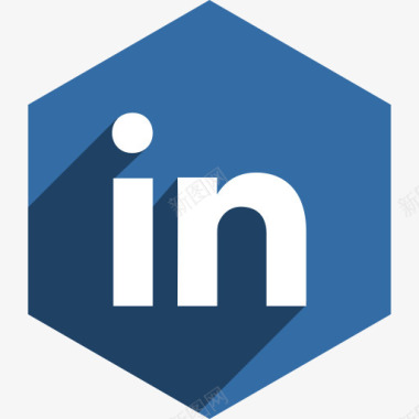 六角LinkedIn媒体阴影社图标图标