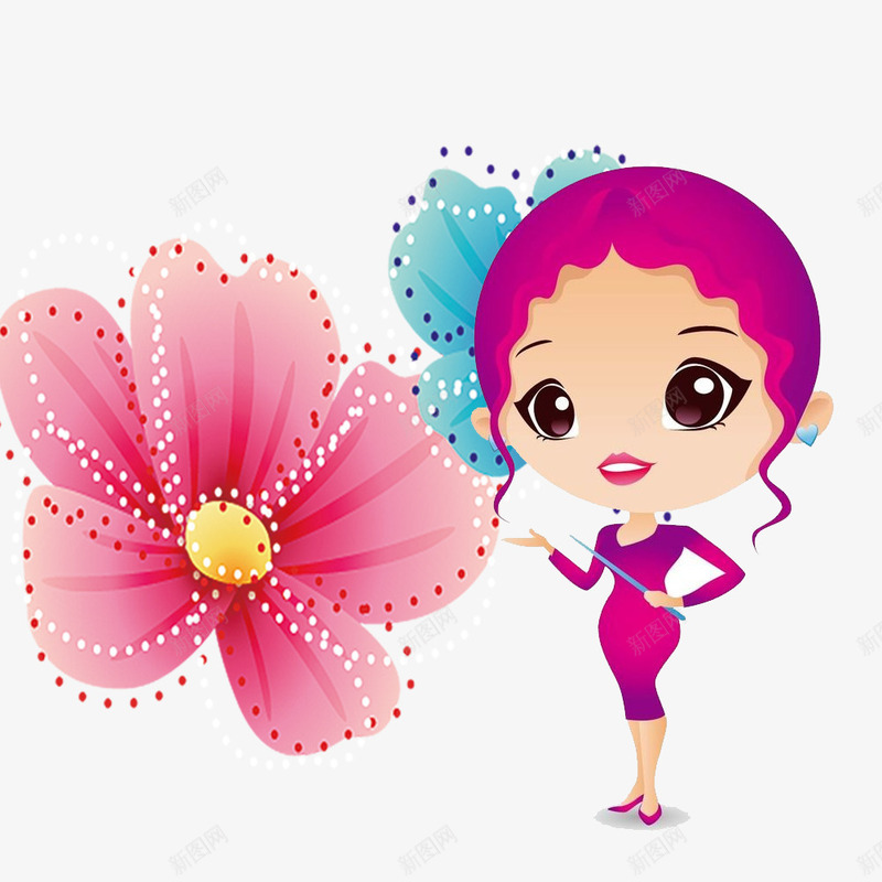 如花的女人png免抠素材_新图网 https://ixintu.com 卡通人物 女人 美丽 花朵
