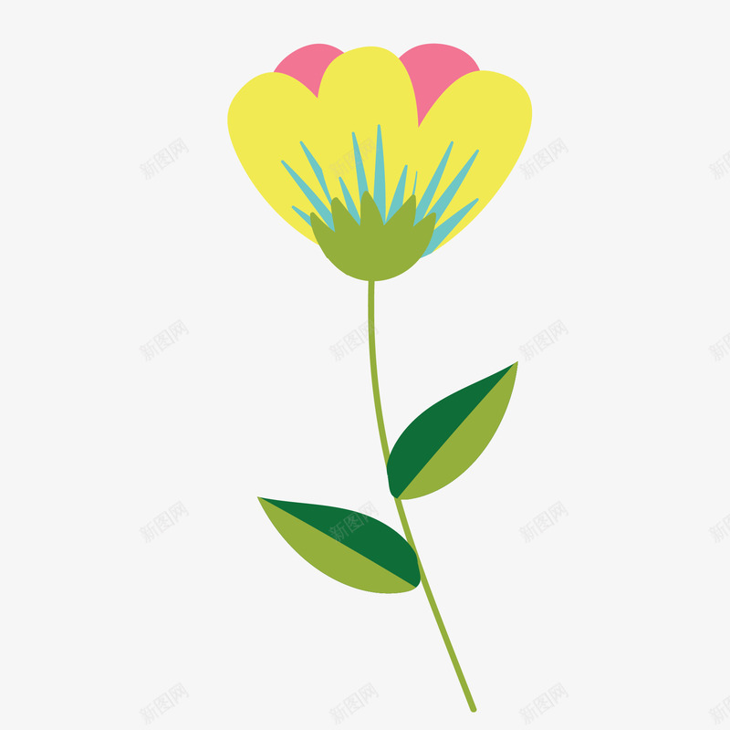 卡通手绘美丽的小花png免抠素材_新图网 https://ixintu.com 创意 动漫动画 卡通手绘 美丽的小花 花朵 黄色