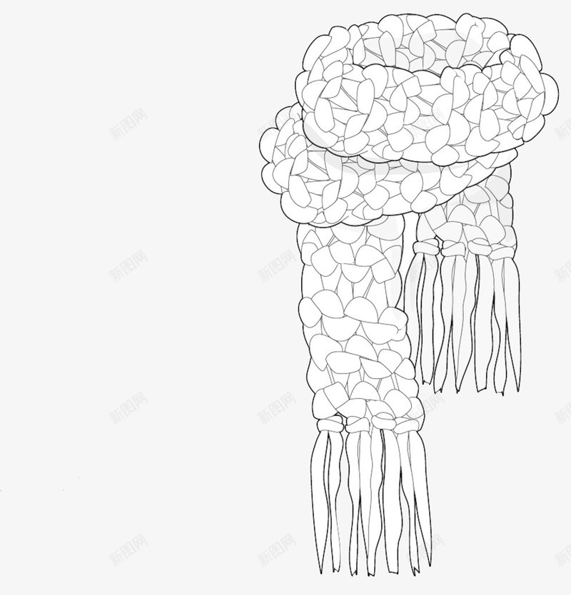 围巾稿png免抠素材_新图网 https://ixintu.com 冬围巾 冬季围脖 文化艺术 流苏 粗针围巾 线稿设计 设计稿