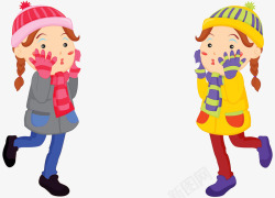 冷天冬天戴手套的女孩高清图片