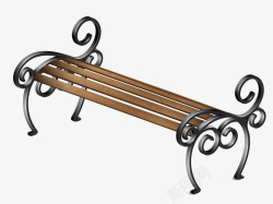 手绘铁丝木条长椅素材