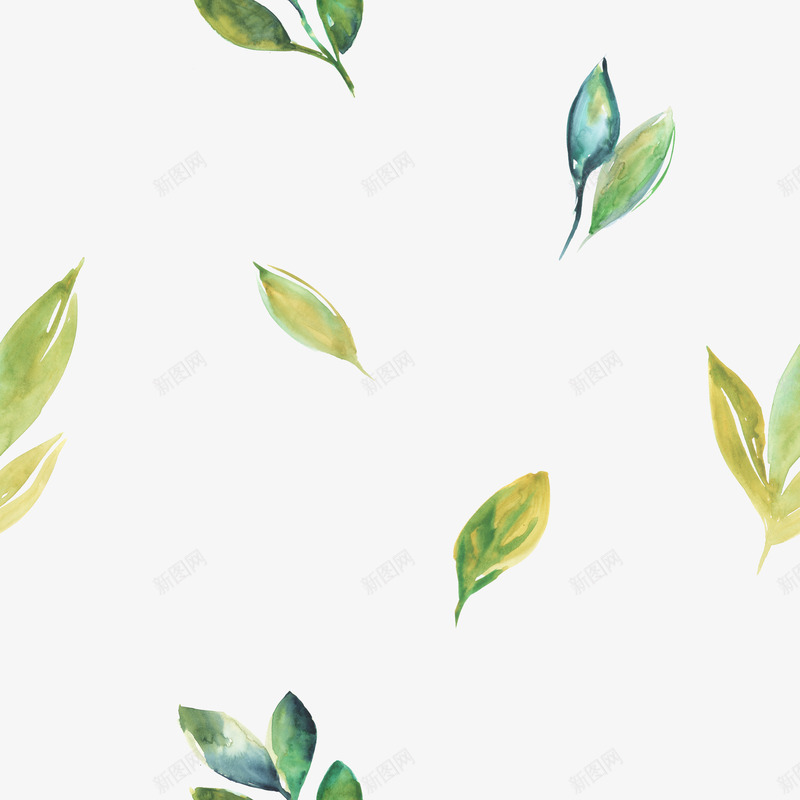 绿色叶子的漂浮水彩png免抠素材_新图网 https://ixintu.com 创意 彩色 手绘 水彩 清新 漂浮 简单 绿叶 绿植 花朵