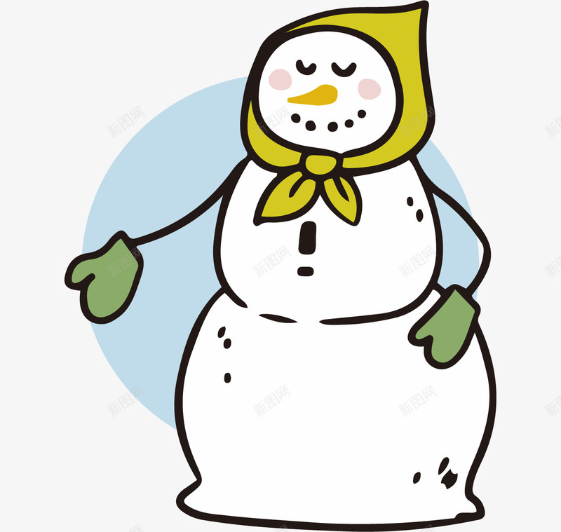 戴头巾的雪人png免抠素材_新图网 https://ixintu.com 冬季 创意 动作 头巾 微笑 手套 白色雪人 表情