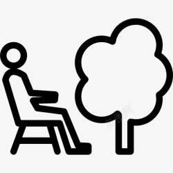 人视图树阴影坐在椅子上的人在一棵树旁图标高清图片
