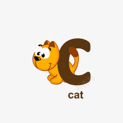 可爱小猫字母C矢量图素材
