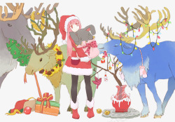 日本动漫元素圣诞节美少女高清图片
