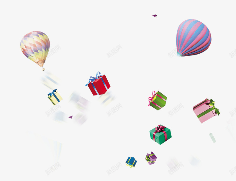 简约热气球礼物漂浮png免抠素材_新图网 https://ixintu.com 免抠PNG 漂浮素材 热气球 礼物 简约