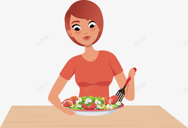 一个正在吃沙拉的女士矢量图eps免抠素材_新图网 https://ixintu.com 一个女士 吃沙拉 女士吃沙拉 沙拉 沙拉PNG 矢量沙拉 矢量图