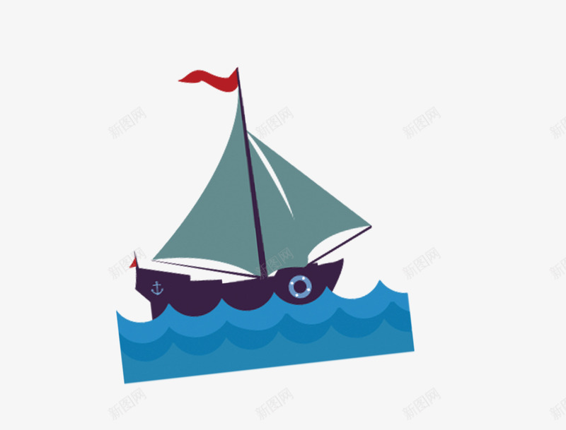 卡通帆船元素png免抠素材_新图网 https://ixintu.com 卡通 可爱 图案 帆船 蓝色