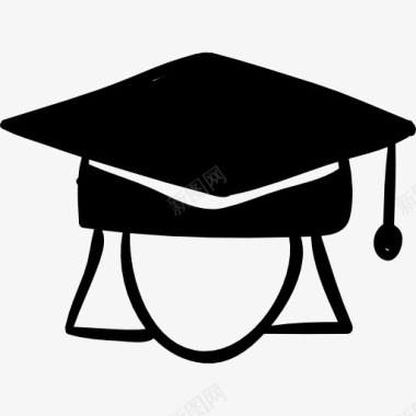 带毕业帽的学生头图标图标