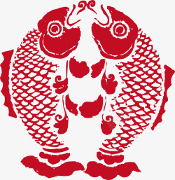 红色角花图春节双鱼高清图片
