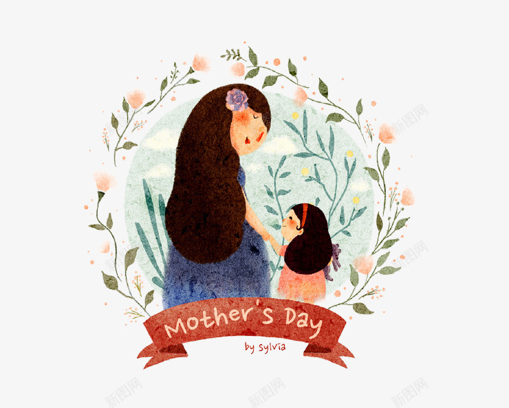 创意母亲节手绘图标png_新图网 https://ixintu.com 创意设计 图标 妈妈 孩子 感恩母亲 手绘 母亲节 母爱