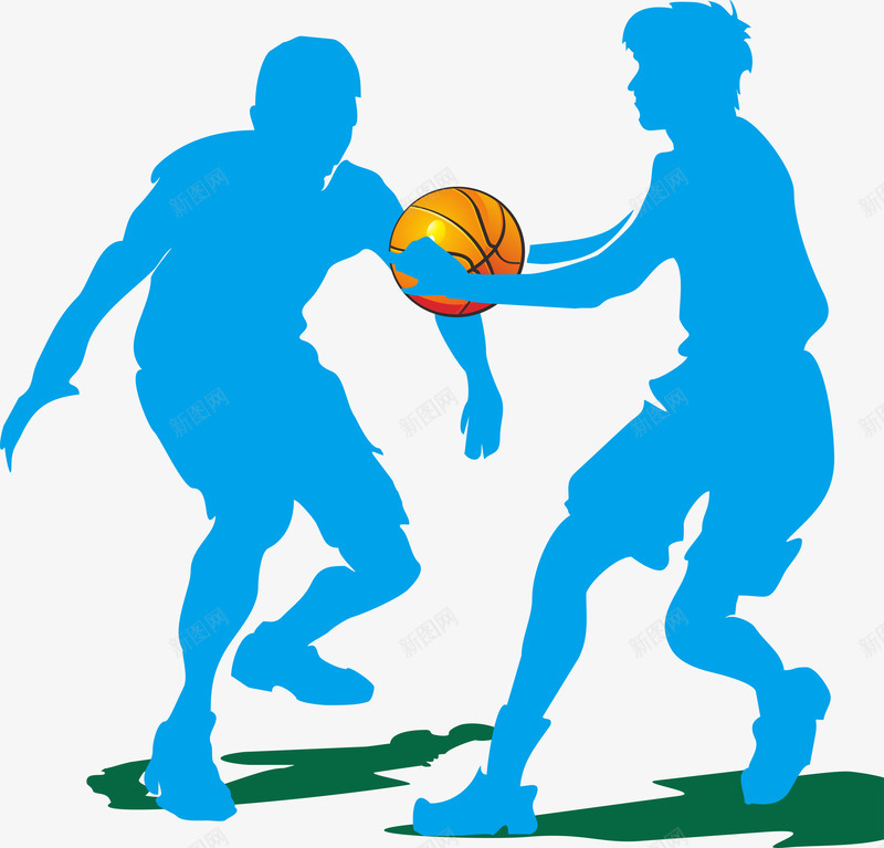 篮球剪影人物png免抠素材_新图网 https://ixintu.com AI 人物 剪影 卡通 手绘 篮球 蓝色 运动