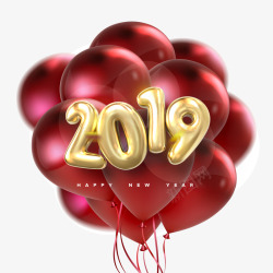 创意2019年红色气球束矢量图素材