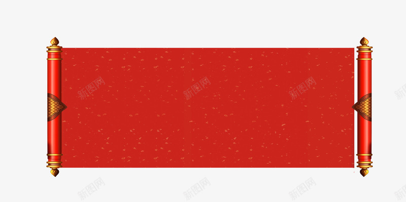 红色背景空白画卷png免抠素材_新图网 https://ixintu.com 新年快乐 新春 春节 横幅 画卷 空白卷 红色背景