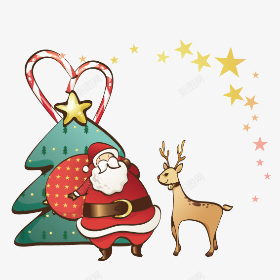 圣诞树圣诞老人png免抠素材_新图网 https://ixintu.com 圣诞树 圣诞老人 圣诞节图 圣诞节图片 圣诞鹿