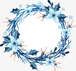 环形装饰手绘蓝色花环矢量图高清图片