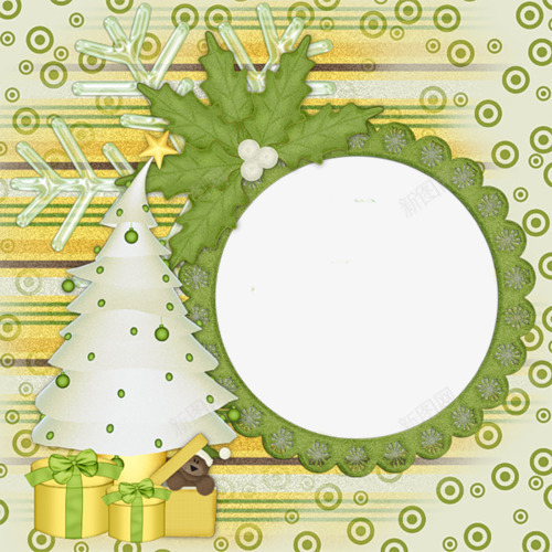 绿色树叶圣诞夜相框png免抠素材_新图网 https://ixintu.com 圣诞节 平安夜 树叶 相框