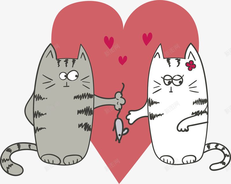 卡通动物png免抠素材_新图网 https://ixintu.com 人偶玩具 动物 卡通动物 卡通手绘 求爱 猫咪 老鼠 老鼠生日