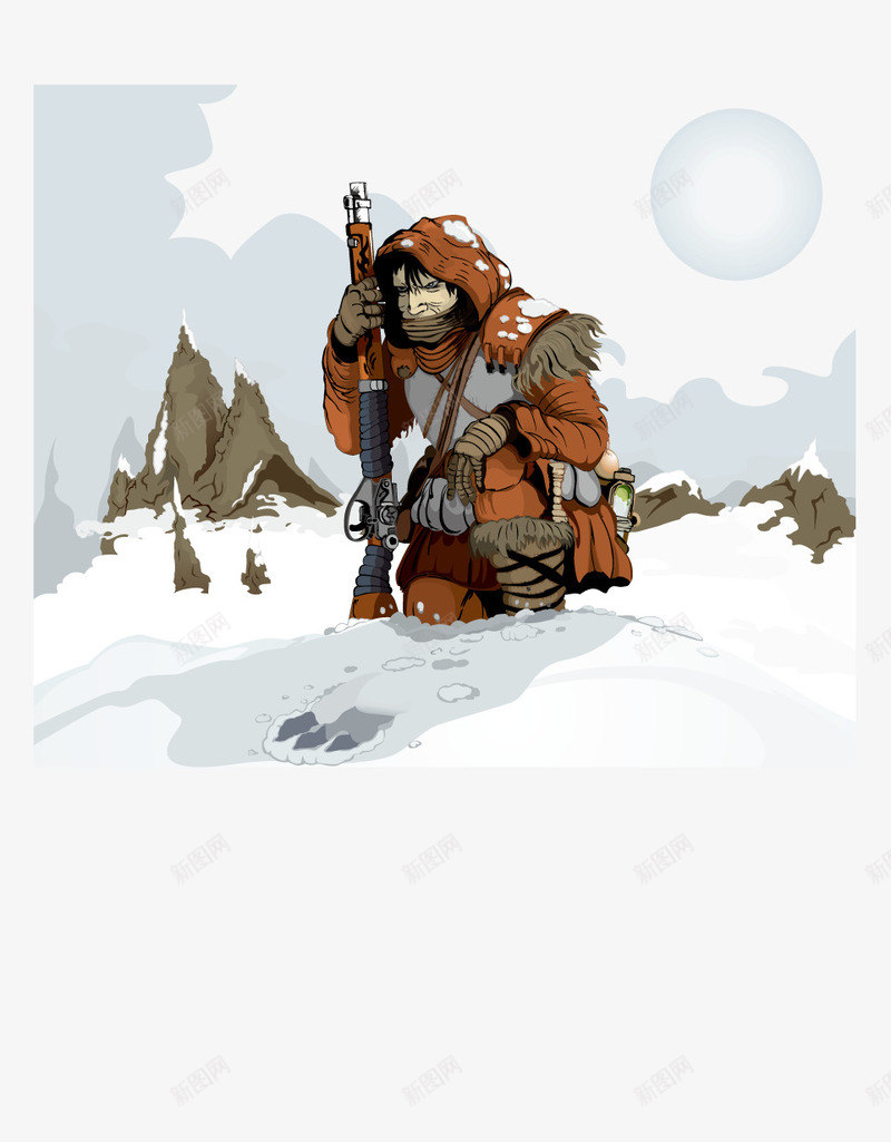雪中行走的猎人png免抠素材_新图网 https://ixintu.com 大雪 猎人