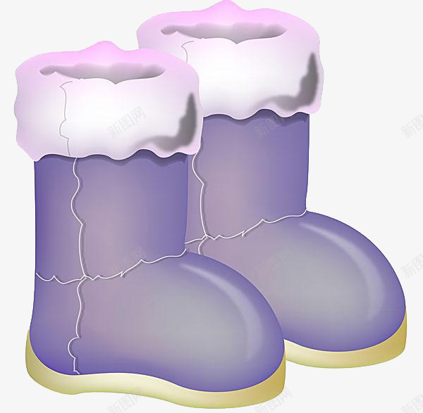紫色棉靴png免抠素材_新图网 https://ixintu.com 一双 卡通 女士 手绘 棉靴 白色 简图 紫色