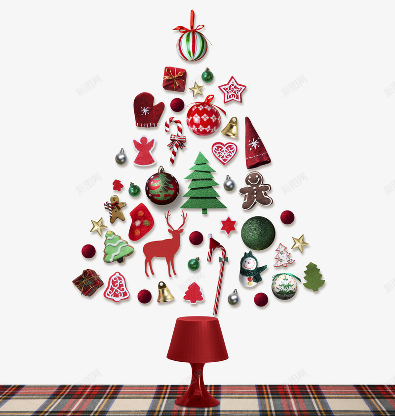 圣诞元素组成的圣诞树psd免抠素材_新图网 https://ixintu.com 圣诞 圣诞帽 圣诞树 天使 星星 灯 组成 雪人