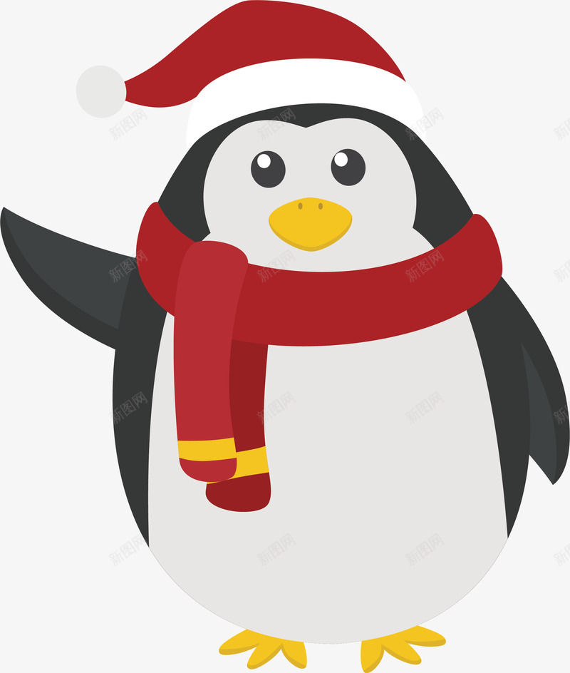 圣诞节打招呼的企鹅png免抠素材_新图网 https://ixintu.com 企鹅 可爱企鹅 圣诞企鹅 圣诞节 打招呼企鹅 矢量png