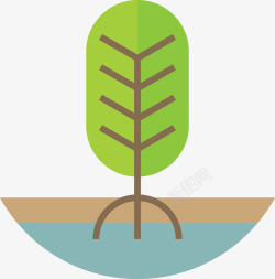 扁平化绿色植物图素材