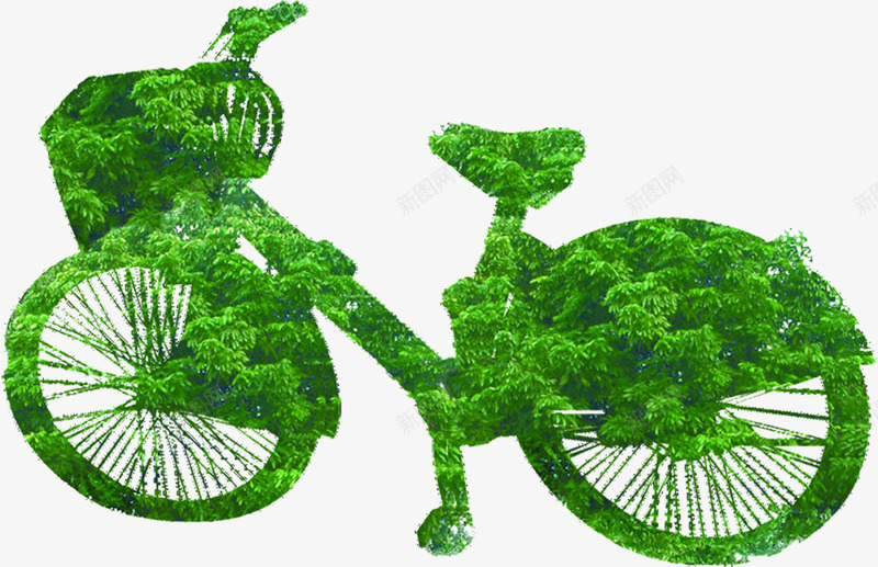 绿色环保创意自行车造型png免抠素材_新图网 https://ixintu.com 创意 环保 绿色 自行车 造型