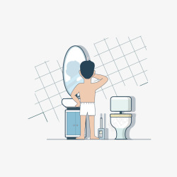 早起洗漱的男人卫生间的洗漱男人矢量图高清图片