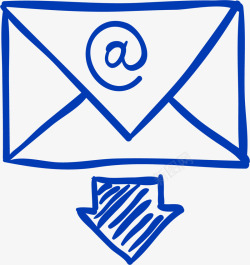 蓝色手绘信封邮件素材