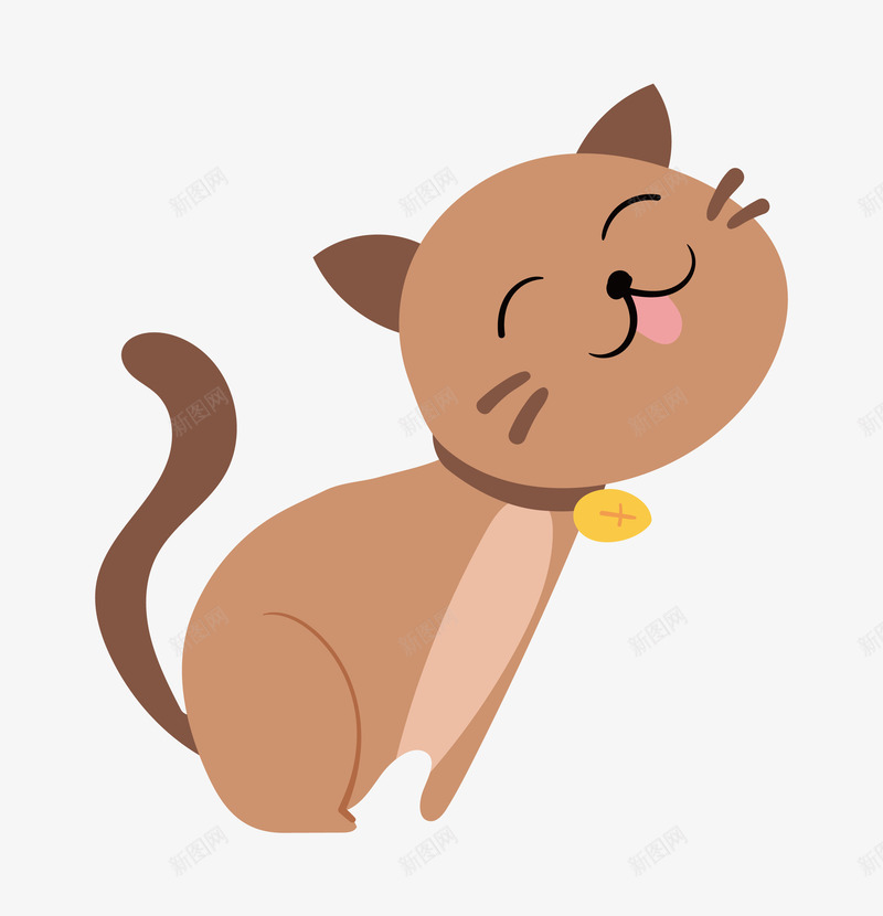 戴铃铛的卡通小猫png免抠素材_新图网 https://ixintu.com 动物 可爱的 宠物 小猫 手绘图 简图 铃铛