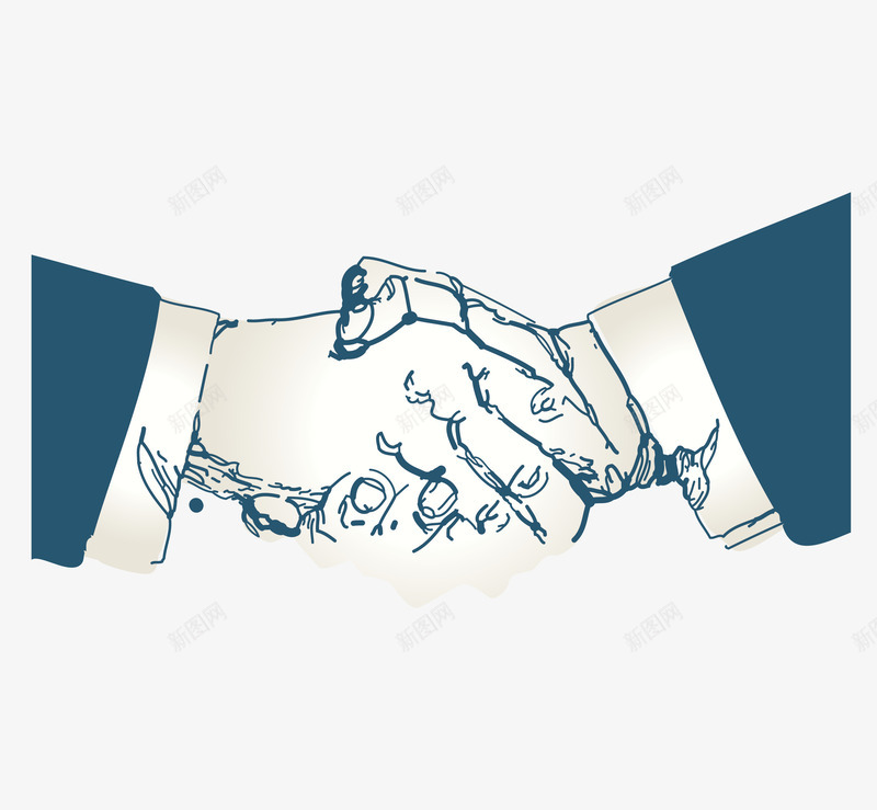 两只握着的手素描画png免抠素材_新图网 https://ixintu.com 人手 动作 合作关系 握手言和 简图 素描画