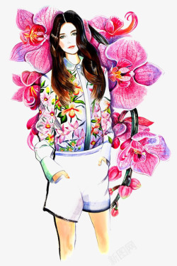 粉色的女模特女生高清图片