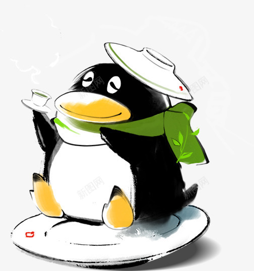手绘创意戴围巾的小企鹅png免抠素材_新图网 https://ixintu.com 企鹅 创意 围巾
