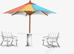 手绘椅子太阳伞素材