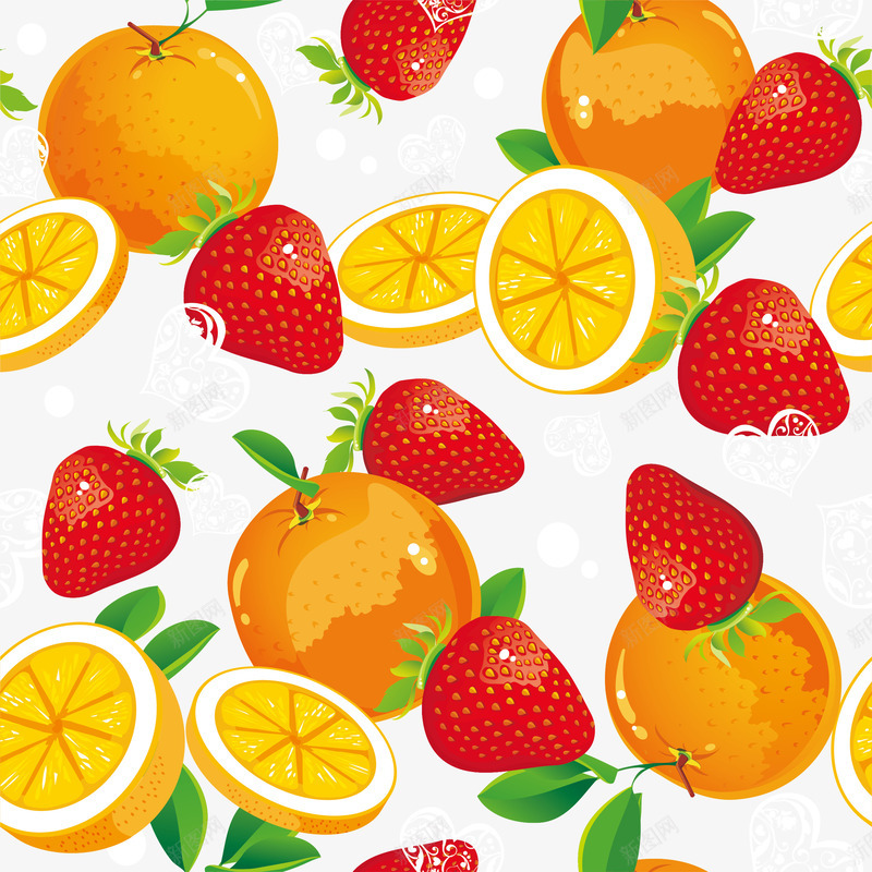 手绘水果背景png免抠素材_新图网 https://ixintu.com 健康 免抠PNG 卡通 新鲜 橙子 橙子片 漂浮水果 草莓