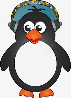听音乐的小企鹅素材