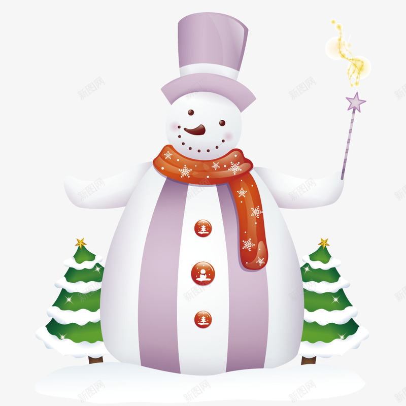 围着围巾的雪人png免抠素材_新图网 https://ixintu.com 卡通 围巾 插画 雪人