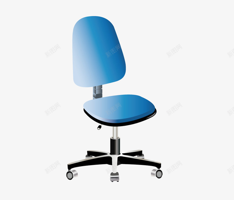 蓝色椅子png免抠素材_新图网 https://ixintu.com 办公室用品 座椅 蓝色 轮子