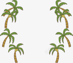 手绘椰子树装饰框矢量图素材