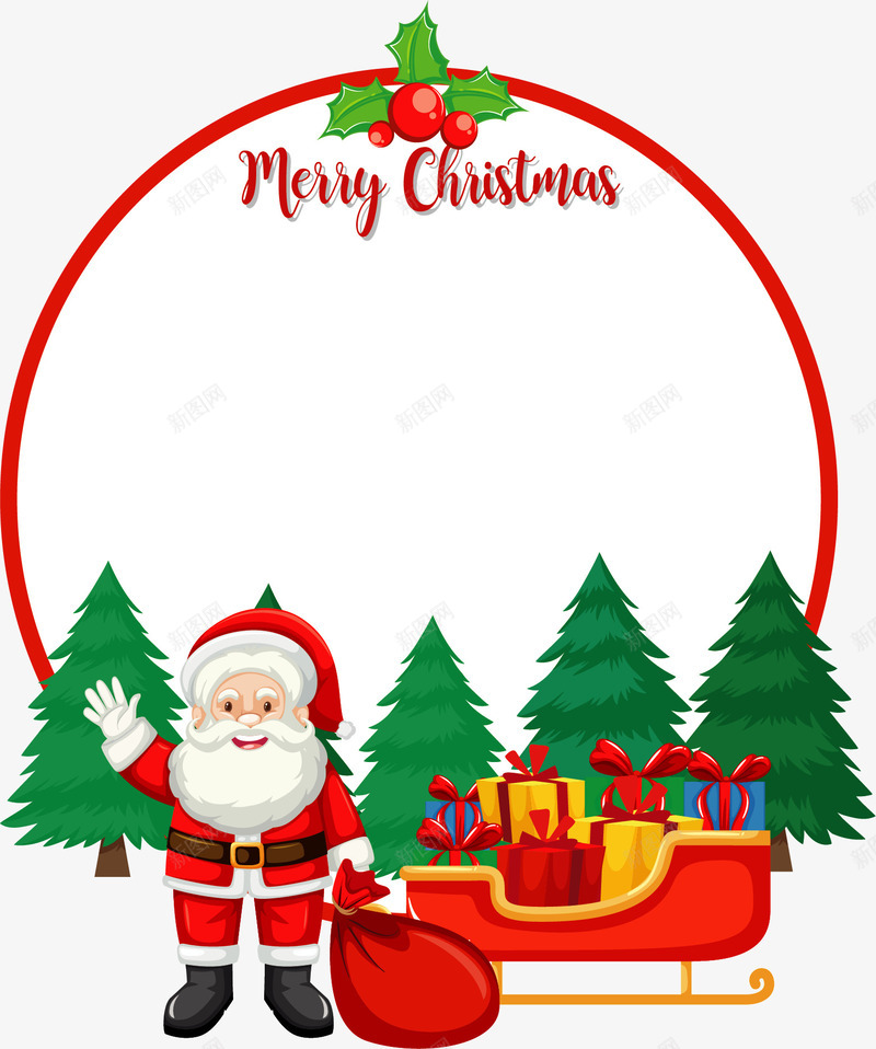 卡通的圣诞老人雪橇矢量图ai免抠素材_新图网 https://ixintu.com 圣诞老人 圣诞节 圣诞节快乐 矢量png 送礼物 雪橇 矢量图