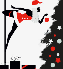钢管舞女孩圣诞树与跳钢管舞的美女高清图片