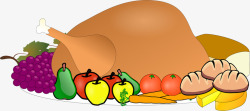感恩节火鸡和水果素材
