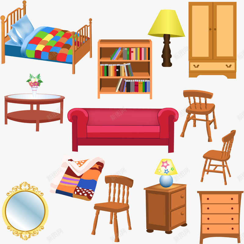 家庭沙发png免抠素材_新图网 https://ixintu.com 我的家人 房间 手绘 木质 装饰