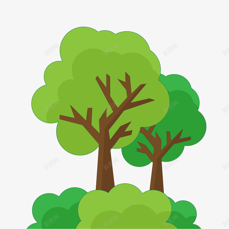 绿色树木背景装饰png免抠素材_新图网 https://ixintu.com 卡通植物 环保装饰 绿色叶子 绿色树木
